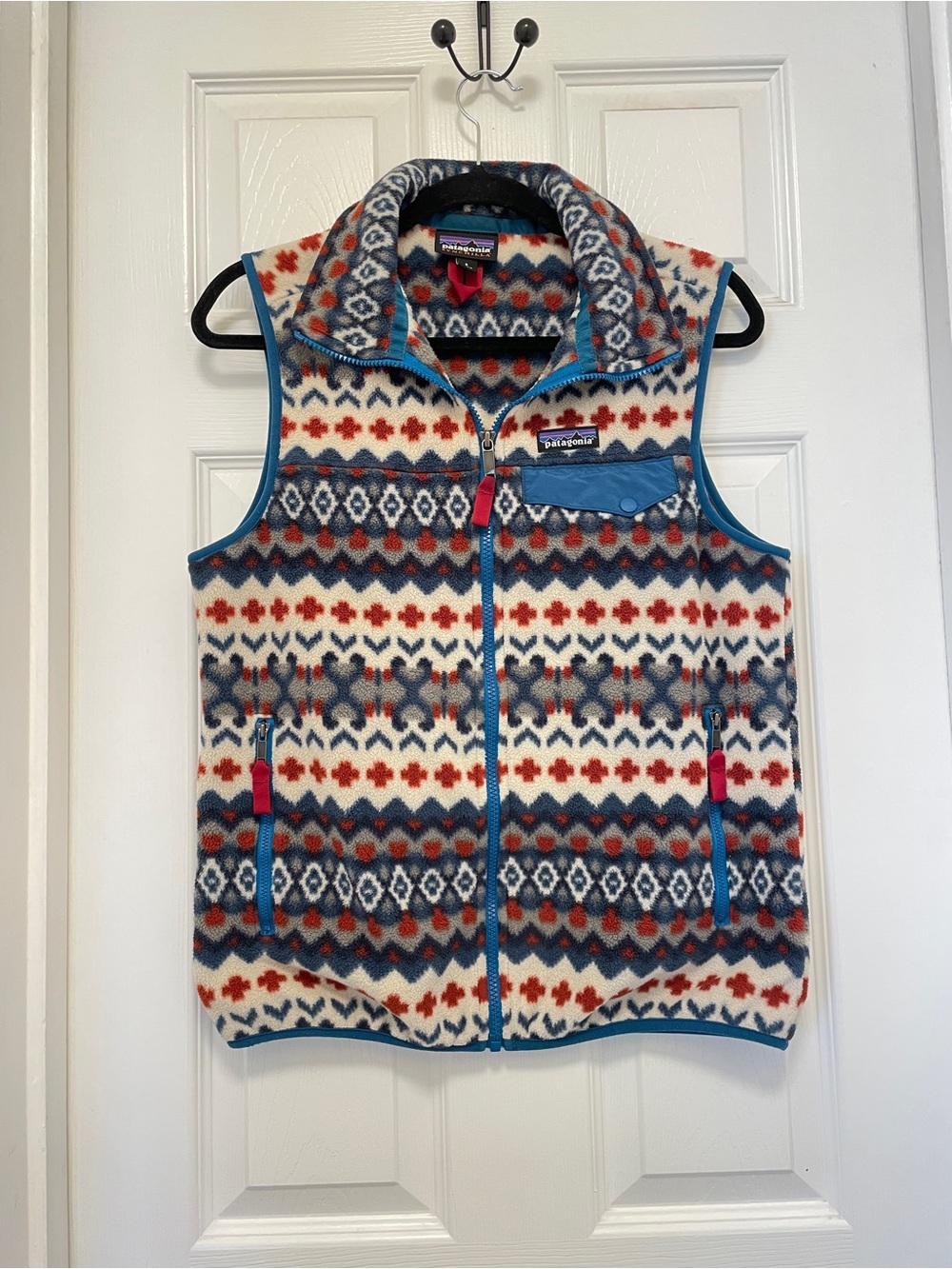 Patagonia Synchilla Fleece Men’s Vest - Cream, Blue & Red Fair Isle